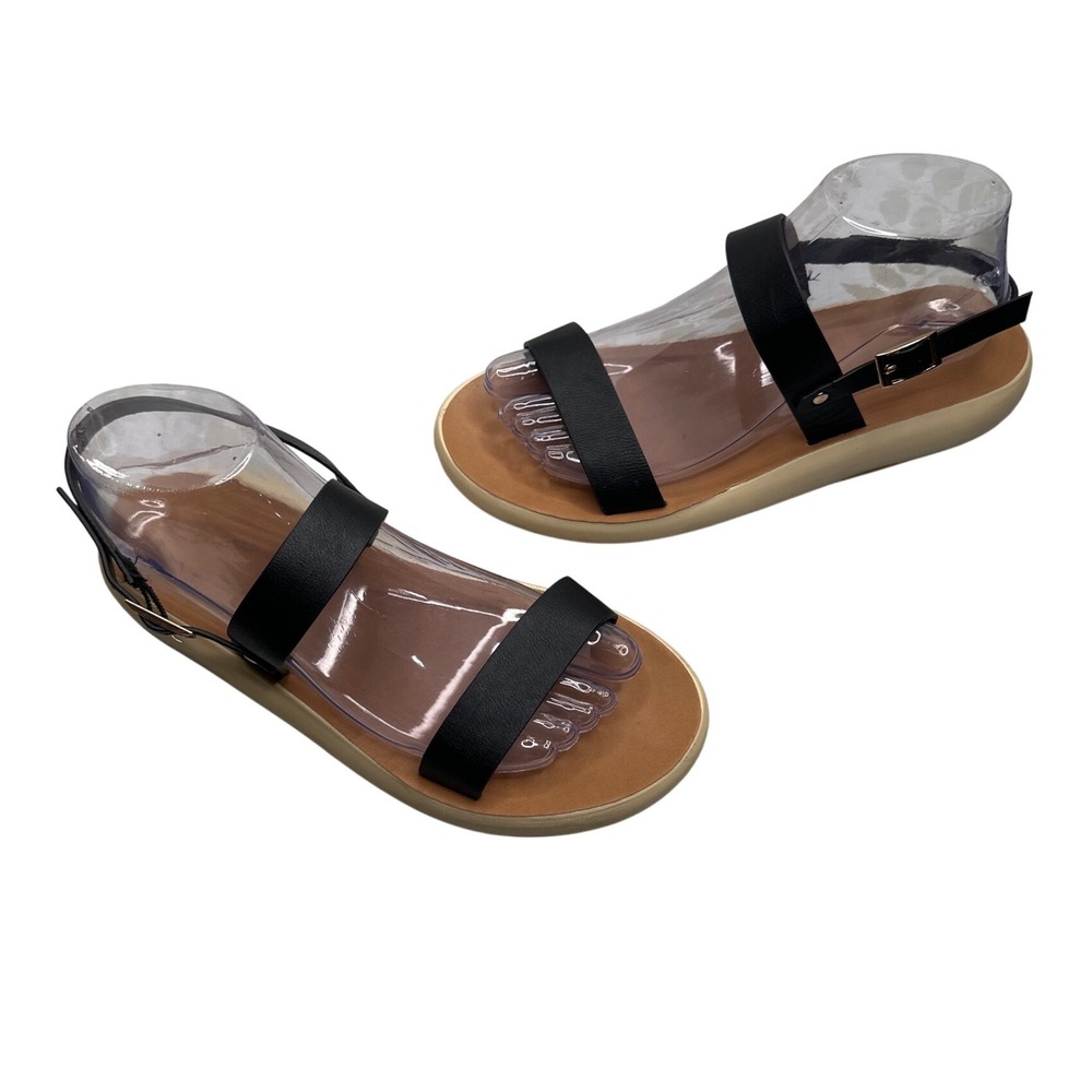 Bamboo Women's Earthbound‎ Sandals Size 8.5 Black Ankle Strap Summer Chunky